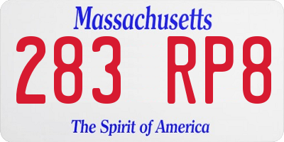 MA license plate 283RP8