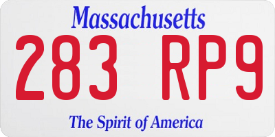 MA license plate 283RP9