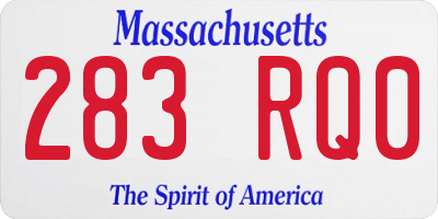 MA license plate 283RQ0