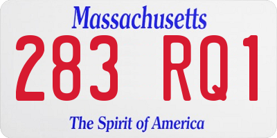 MA license plate 283RQ1