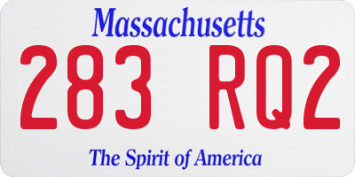 MA license plate 283RQ2