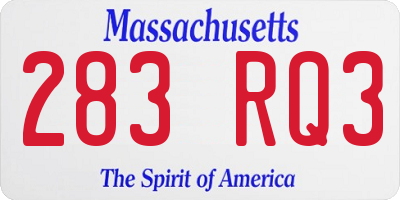 MA license plate 283RQ3