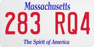 MA license plate 283RQ4