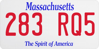 MA license plate 283RQ5