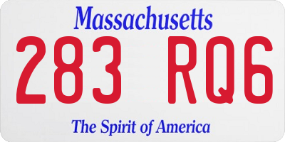 MA license plate 283RQ6