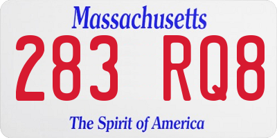 MA license plate 283RQ8