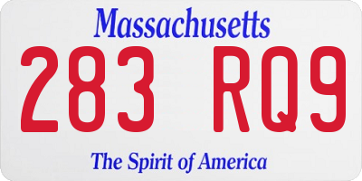 MA license plate 283RQ9