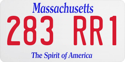MA license plate 283RR1
