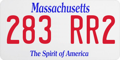MA license plate 283RR2
