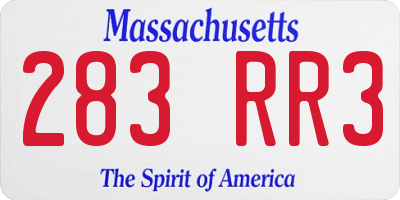 MA license plate 283RR3