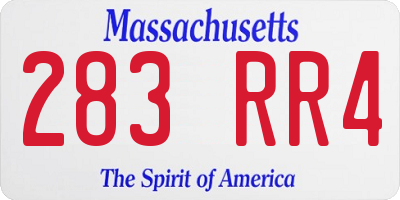 MA license plate 283RR4