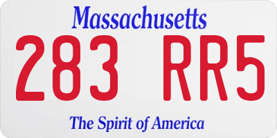 MA license plate 283RR5