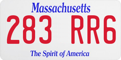 MA license plate 283RR6