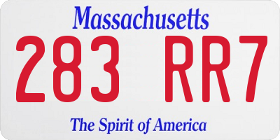 MA license plate 283RR7