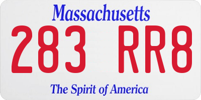 MA license plate 283RR8