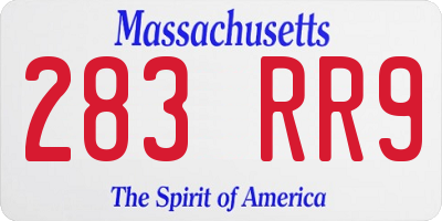MA license plate 283RR9