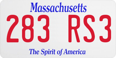 MA license plate 283RS3