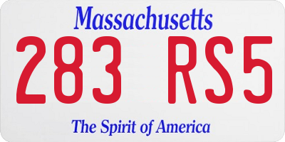 MA license plate 283RS5