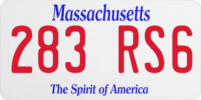 MA license plate 283RS6