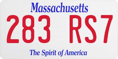MA license plate 283RS7