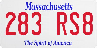 MA license plate 283RS8