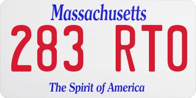 MA license plate 283RT0
