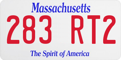 MA license plate 283RT2