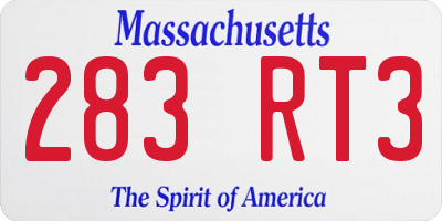 MA license plate 283RT3