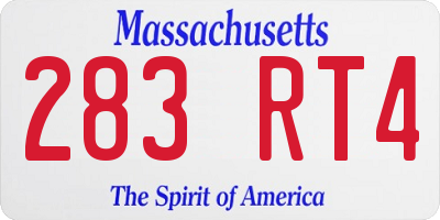 MA license plate 283RT4