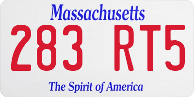 MA license plate 283RT5