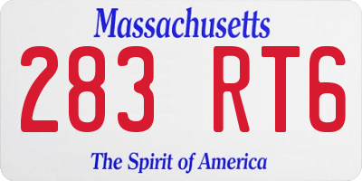 MA license plate 283RT6