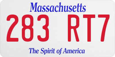 MA license plate 283RT7
