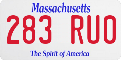 MA license plate 283RU0