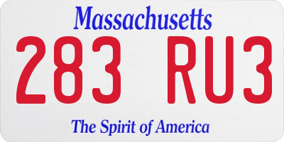 MA license plate 283RU3