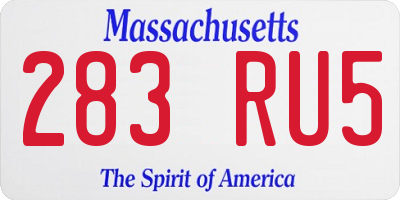 MA license plate 283RU5