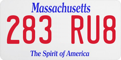 MA license plate 283RU8