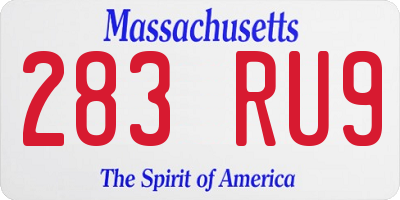 MA license plate 283RU9