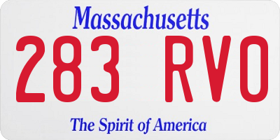 MA license plate 283RV0