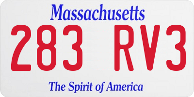 MA license plate 283RV3