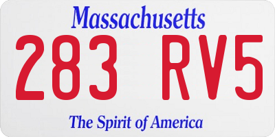 MA license plate 283RV5