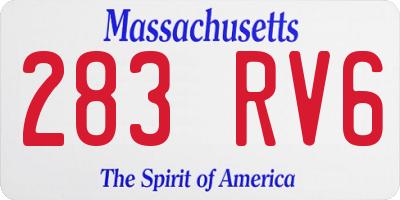 MA license plate 283RV6