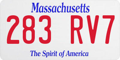 MA license plate 283RV7