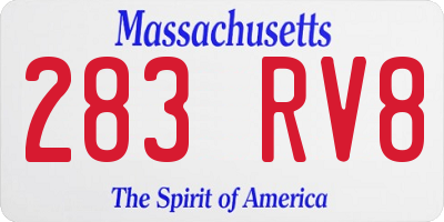 MA license plate 283RV8
