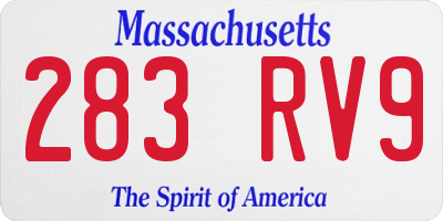 MA license plate 283RV9