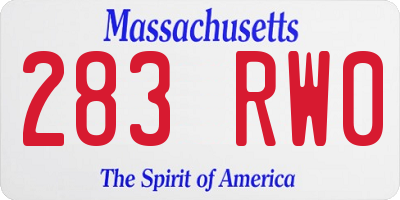 MA license plate 283RW0