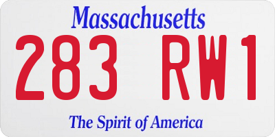 MA license plate 283RW1