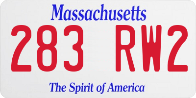 MA license plate 283RW2