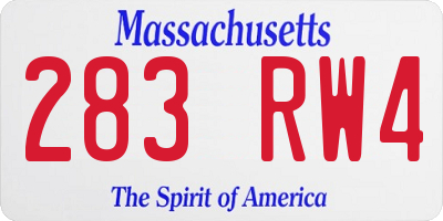 MA license plate 283RW4