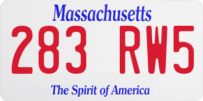 MA license plate 283RW5