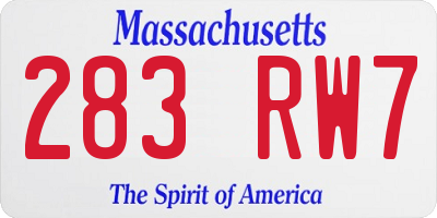 MA license plate 283RW7
